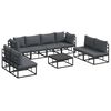 vidaXL Set Divano da Giardino 9 pz Nero Alluminio