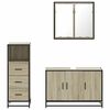 vidaXL Set Mobili da Bagno 3 pz Rovere Sonoma in Legno Multistrato