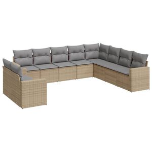 vidaXL Set Divano da Giardino 10 pz con Cuscini Beige in Polyrattan