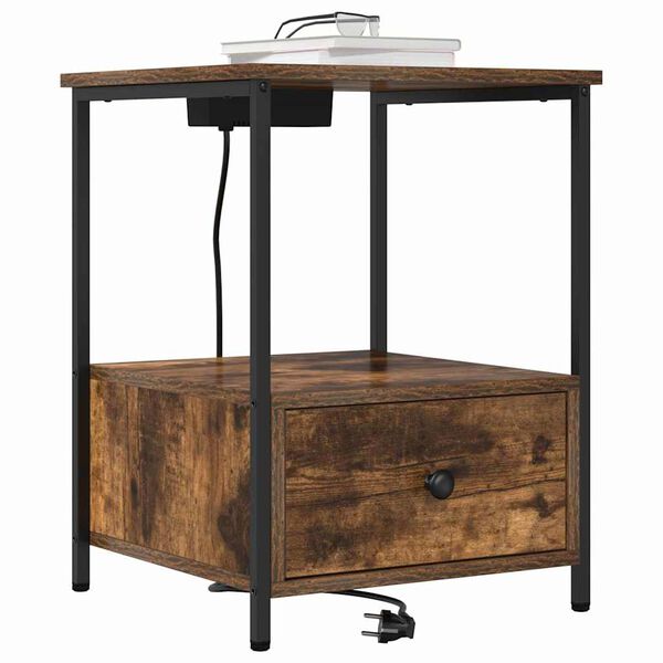 vidaXL Armadio da Notte Rovere fum&eacute; 42 x 41 x 56 cm Legno multistrato