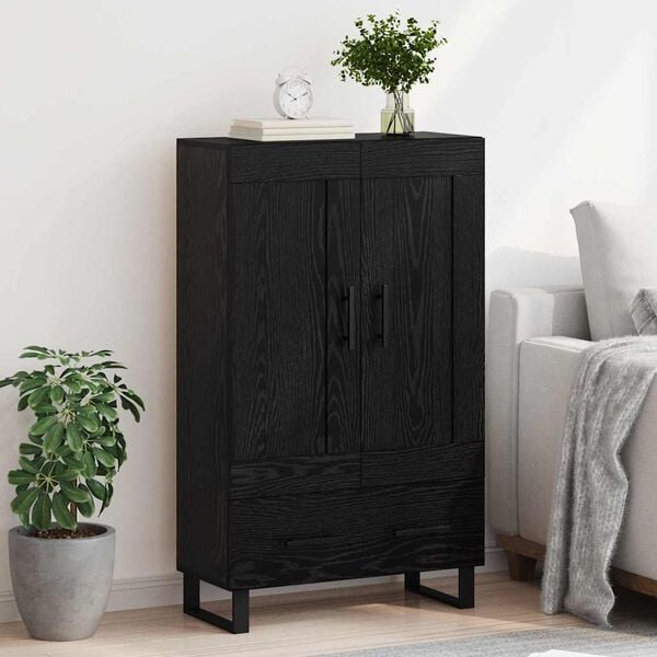vidaXL Credenza Rovere Nero 69,5 x 31 x 115 cm Legno multistrato