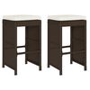 vidaXL Sgabelli da Bar con Cuscini 2 pz Marroni in Polyrattan