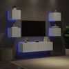 vidaXL Mobili TV a Muro con LED 6pz Bianchi in Legno Multistrato