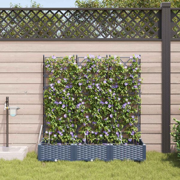 vidaXL Vaso da giardino 3 pcs Grigio 120 x 40 x 126 cm Plastica