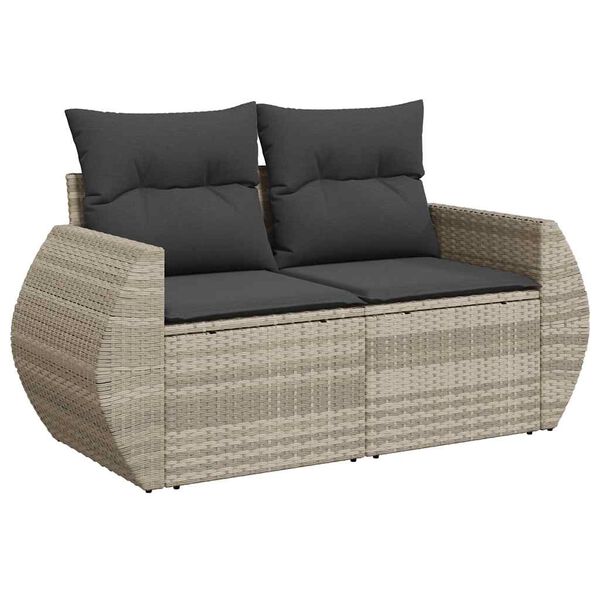 vidaXL Set Divano Giardino 10 pz con Cuscini Grigio Chiaro Polyrattan