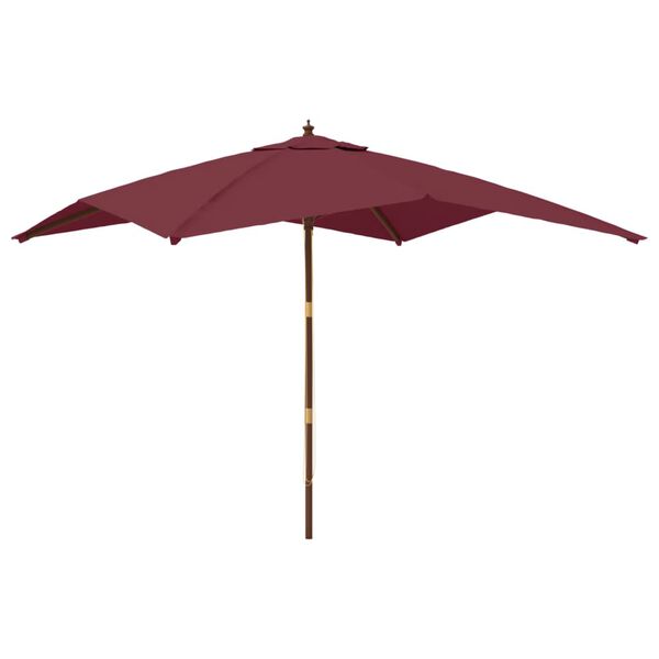 vidaXL Ombrellone da Giardino Palo Legno Rosso Bordeaux 300x300x273 cm