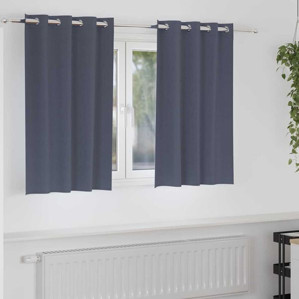 vidaXL Tende Blackout con Anelli 2 pcs Antracite 140 x 140 cm