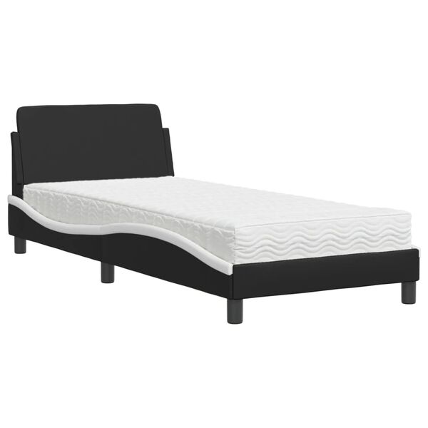 vidaXL Letto con Materasso Dover Nero e Bianco 90x200 cm in Similpelle