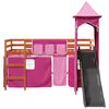 vidaXL Letto a Soppalco con Torre Bambini Rosa 80x200cm Massello Pino