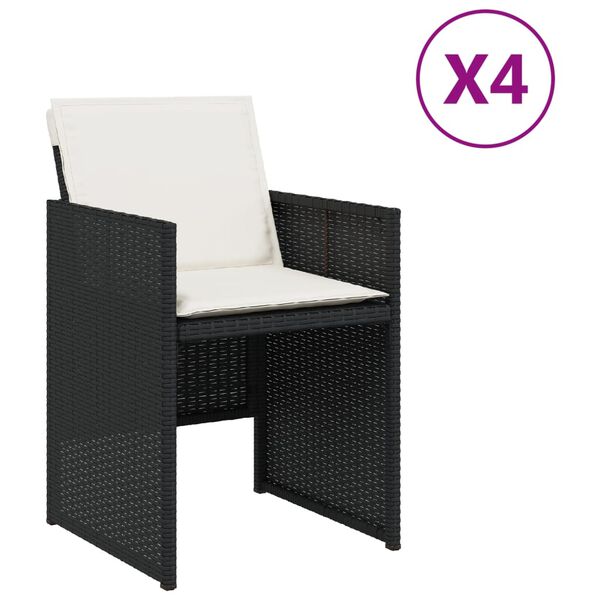 vidaXL Sedie da Giardino con Cuscini 4 pz Nere in Polyrattan