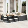 vidaXL Set Divano da Giardino con cuscino 13 pcs Nero polyrattan