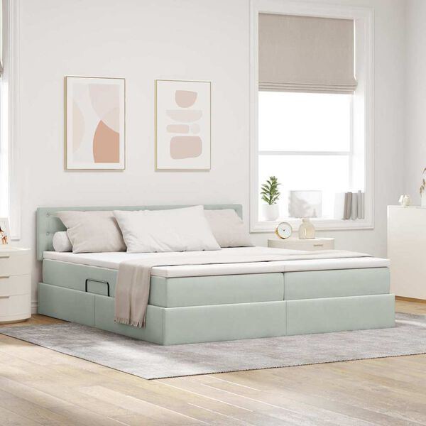 vidaXL Letto con testiera Grigio chiaro 180 x 200 cm Velluto
