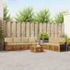 vidaXL Set divani 8 pcs Naturale e Beige Legno di Acacia Massello
