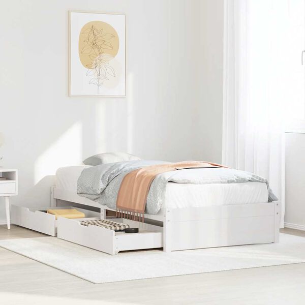 vidaXL Letto senza Materasso Bianco 75x190 in Legno Massello di Pino