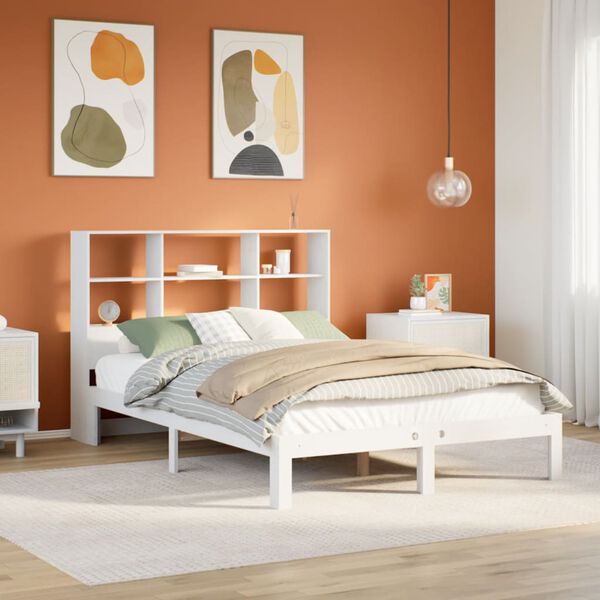 vidaXL Letto Libreria senza Materasso Bianco 120x200 cm Legno di Pino