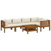 vidaXL Set Divani da Giardino 6 pz con Cuscini Crema in Legno Acacia