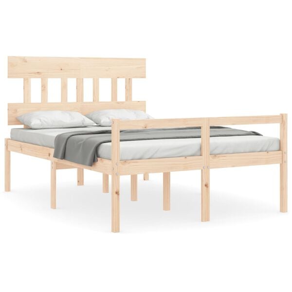 vidaXL Letto per Anziani con Testiera 140x190 cm in Legno Massello