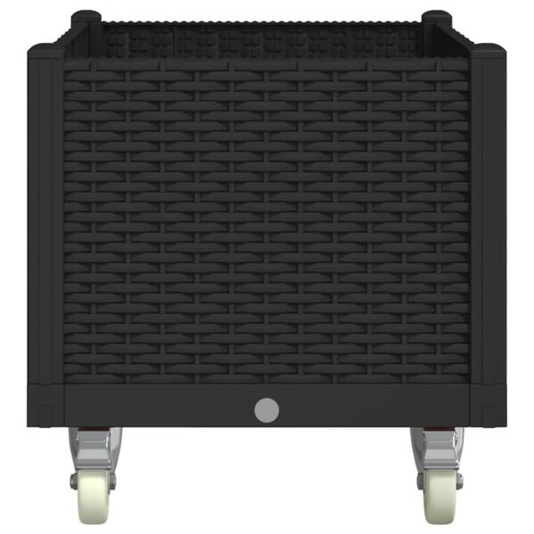 vidaXL Fioriera da Giardino con Ruote Nera 80x50x54 cm in PP