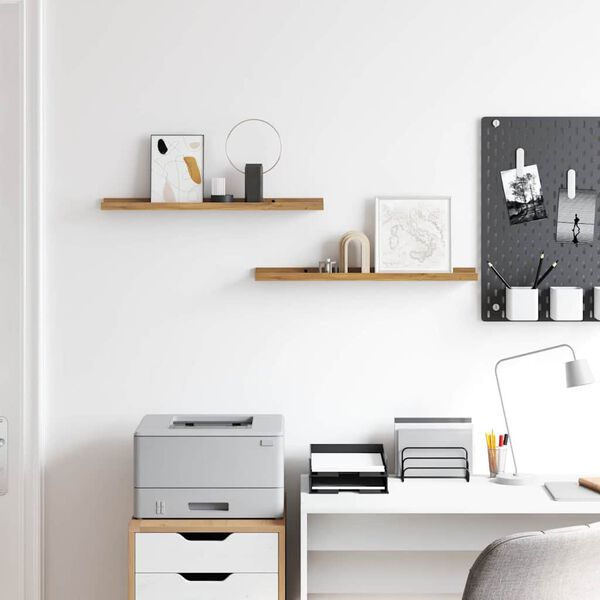 vidaXL Scaffale da parete con lo scaffale 2 pcs Marrone 60 x 9 x 3 cm