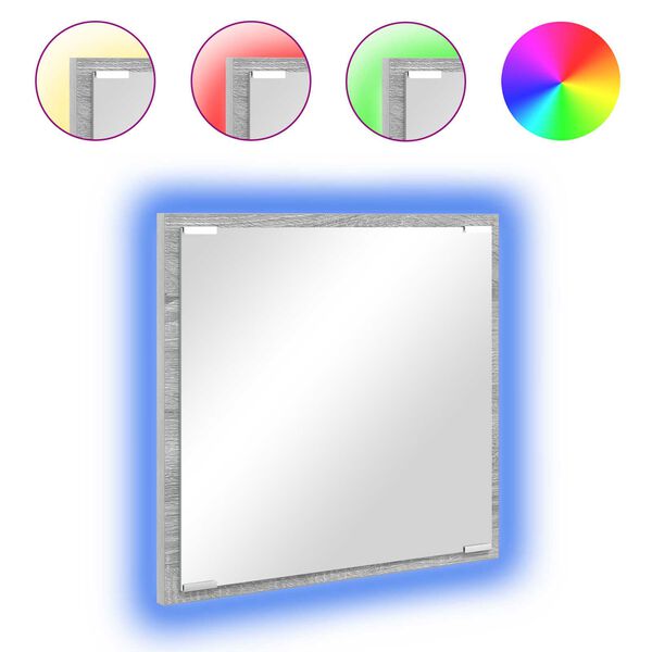 vidaXL Specchio da bagno LED Grigio Sonoma 40 x 37 x 8.5 cm