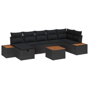 vidaXL Set Divano da Giardino con cuscino 8 pcs Nero polyrattan