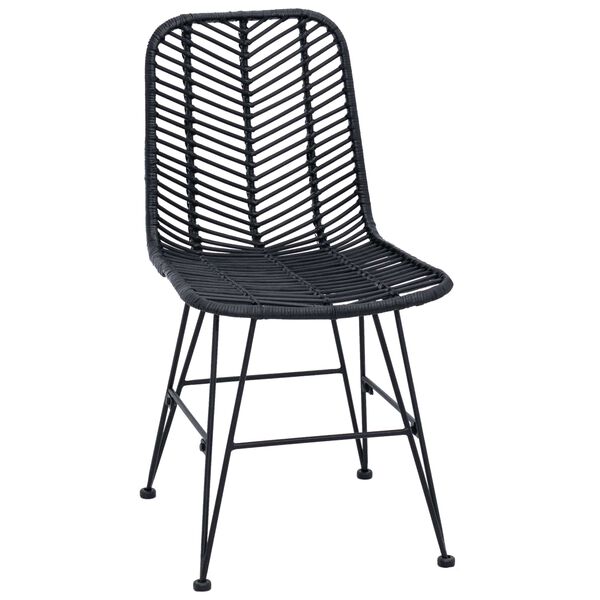 vidaXL Sedia da pranzo 2 pcs Nero 44 x 47 x 85 cm Rattan e Ferro