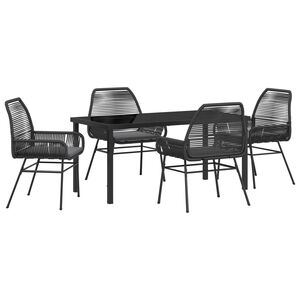 vidaXL Set da Pranzo per Giardino con cuscino 5 pcs Nero polyrattan