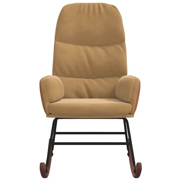 vidaXL Sedia a Dondolo Marrone in Velluto