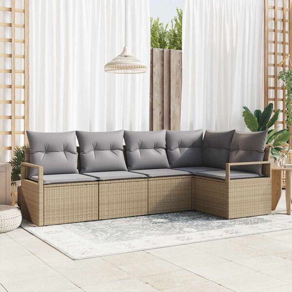 vidaXL Set di divani 5 pcs Beige e Grigio Chiaro polyrattan