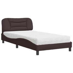 vidaXL Letto con Materasso Hvar Marrone Scuro 100x200 cm in Tessuto