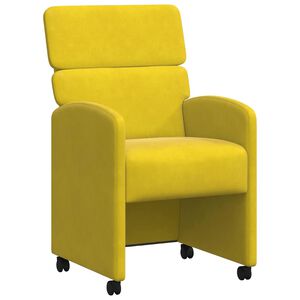 vidaXL Sedie da Pranzo con Ruote 2 pcs Giallo 58 x 65 x 98 cm Velluto