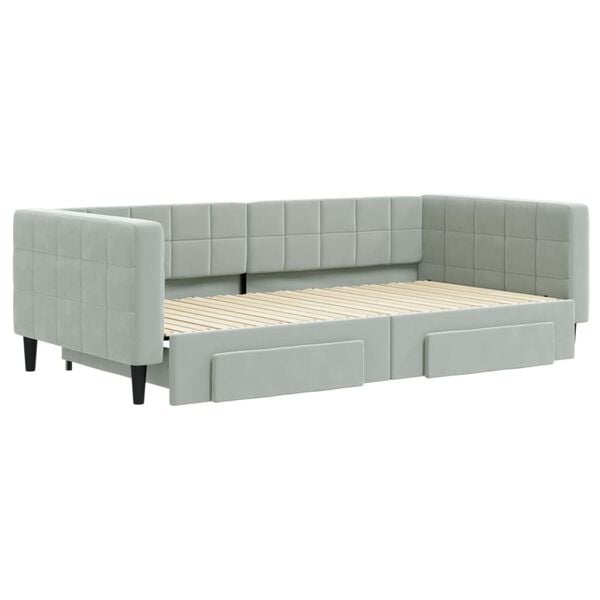 vidaXL Divano Letto Estraibile Cassetti Grigio Chiaro 100x200 Velluto
