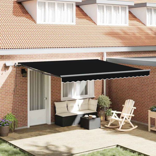 vidaXL Tenda Retrattile Nero 400 &times; 350 cm Tessuto