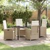 vidaXL Set da Pranzo per Giardino con cuscino 5 pcs Beige polyrattan