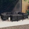 vidaXL Set Divani da Giardino 11 pz con Cuscini Neri Massello di Pino