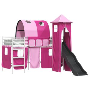 vidaXL Struttura del letto loft per bambini Bianco e Rosa 90 x 190 cm