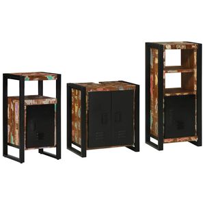 vidaXL Set di mobili per il bagno 3 pz Multicolore e nero
