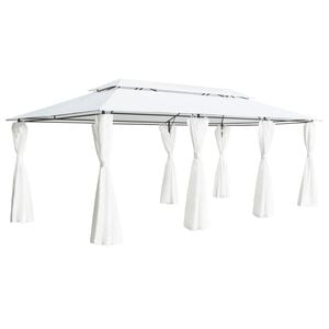 vidaXL Gazebo con Tende 600x298x270 cm Bianco 180g/m&sup2;