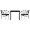vidaXL Set da Pranzo per Giardino 3 pcs Nero polyrattan
