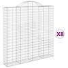 vidaXL Cesti Gabbioni ad Arco 8 pz 200x30x200/220 cm Ferro Zincato