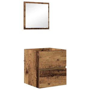 vidaXL Mobile da Bagno con cassetto Legno vecchio 41 x 38,5 x 45 cm