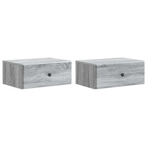 vidaXL Mobiletto da notte a muro 2 pcs Grigio Sonoma 49 x 34,5 x 20 cm
