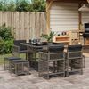 vidaXL Set da Pranzo da Giardino 9 pz con Cuscini in Polyrattan Grigio