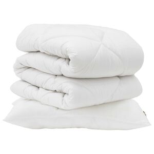 vidaXL Piumone con cuscino 2 pcs Bianco Microfibra