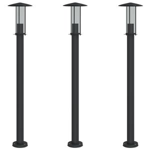 vidaXL Lampade da Terra per Esterni 3 pz Nere 100 cm in Acciaio Inox