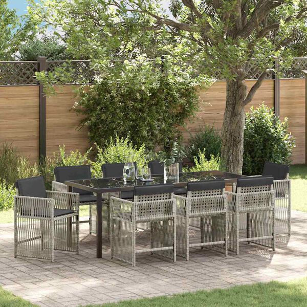 vidaXL Set da Pranzo per Giardino 9 pcs Grigio chiaro
