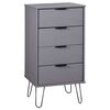 vidaXL Cassettiera Grigia 45x39,5x90,3 cm in Legno Massello di Pino