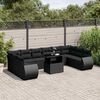 vidaXL Set Divani da Giardino 11 pz con Cuscini in Polyrattan Nero