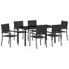 vidaXL Set da Pranzo per Giardino con cuscino 7 pcs Nero polyrattan