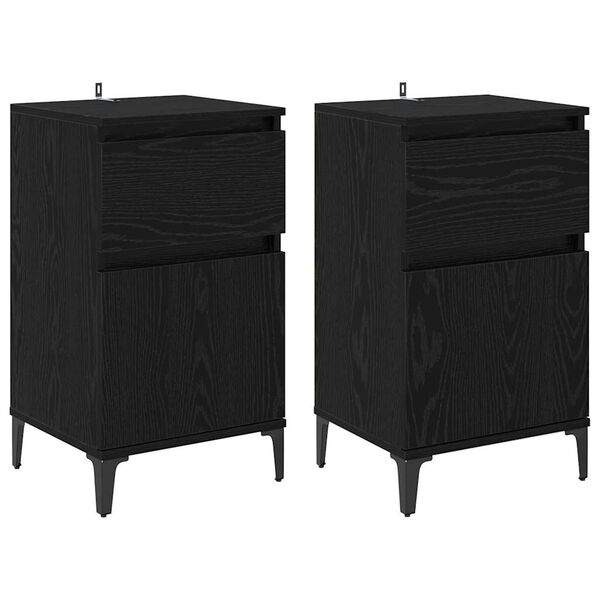 vidaXL Armadio da Notte con cassetto 2 pcs Rovere Nero 40 x 35 x 70 cm